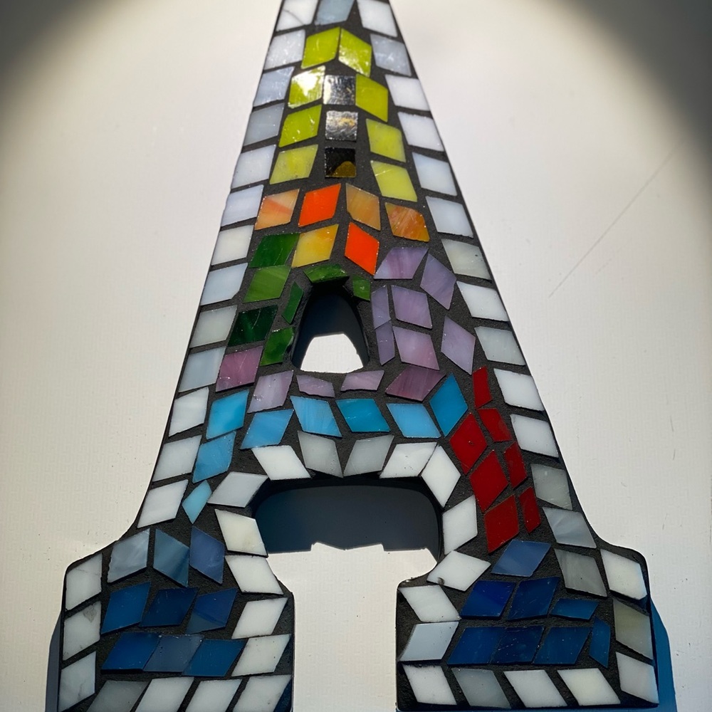 Handcrafted Mosaic A Letter 9 x 7”